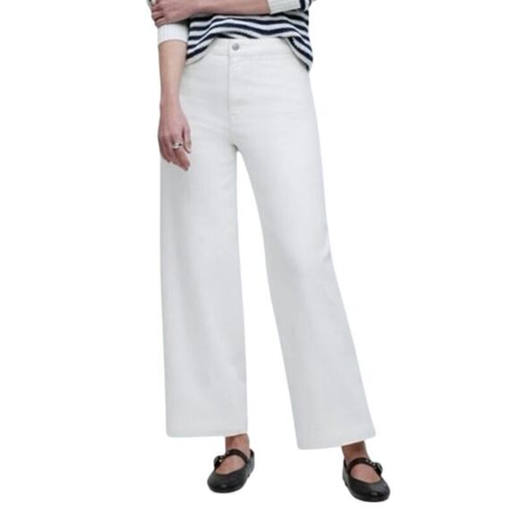 Madewell Curvy Emmett Wide Leg Welt Pocket Jean Tile White Size 33 NWT - Picture 1 of 7